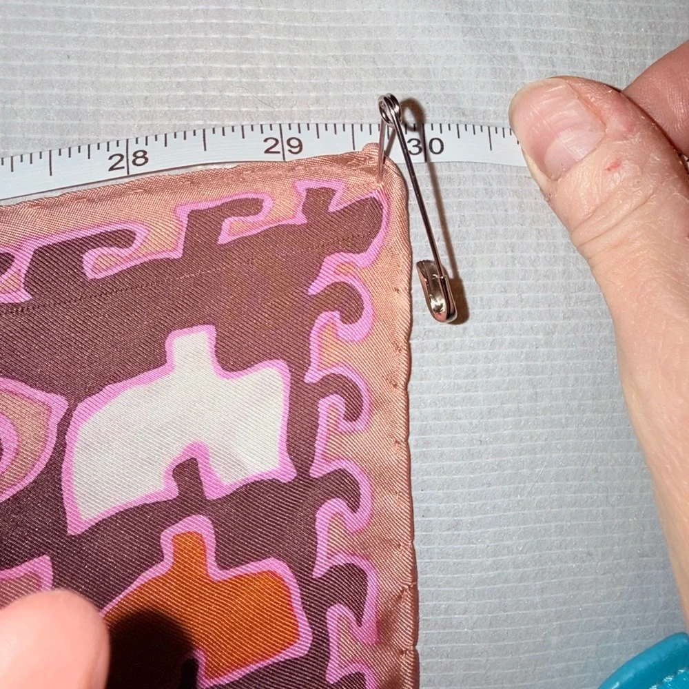 Dior Pink and Coral Silk Scarf with hand rolled hem